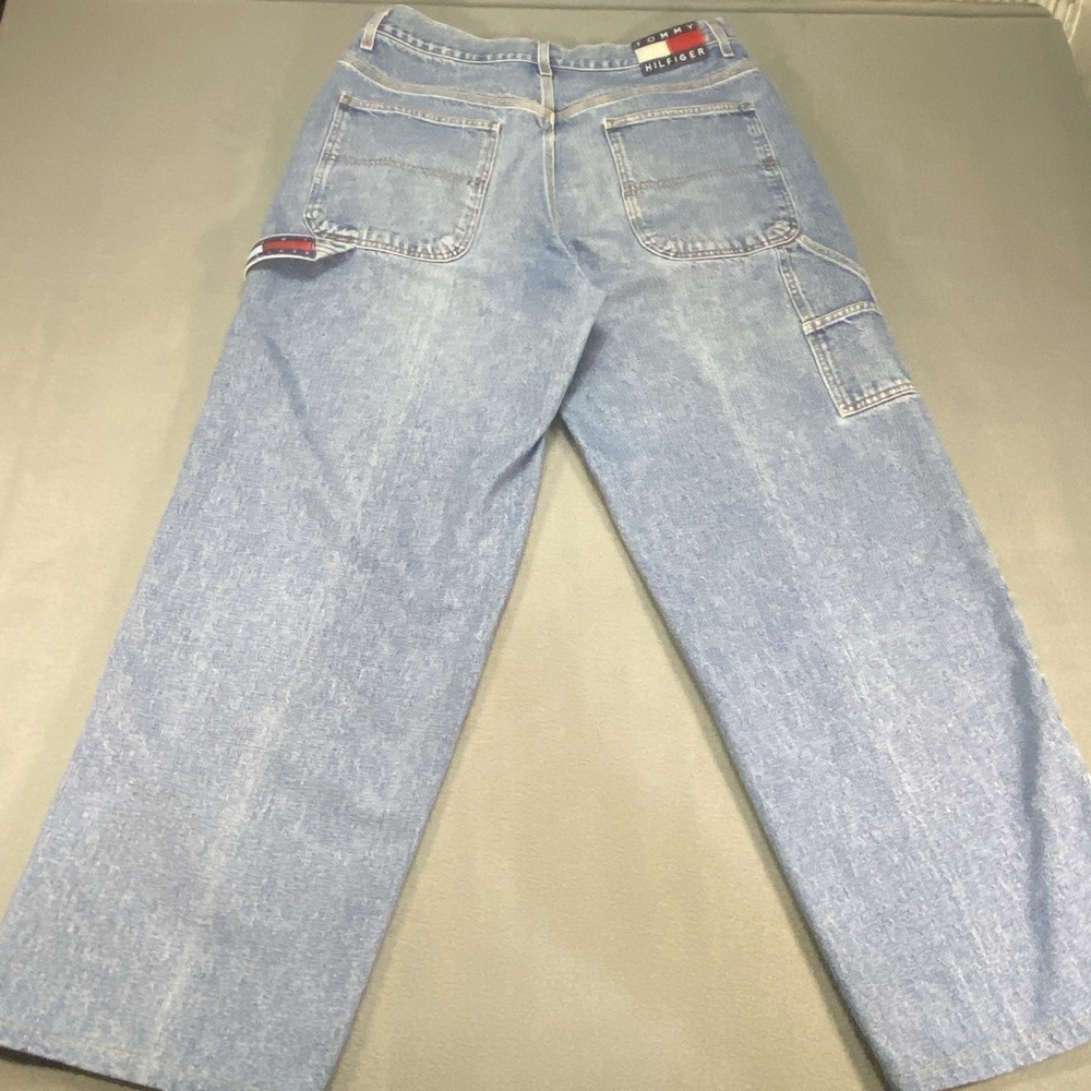 Vintage Y2K Tommy Hilfiger Mens Baggy Carpenter Jeans 34x32 Med Wash Blue 11-97
